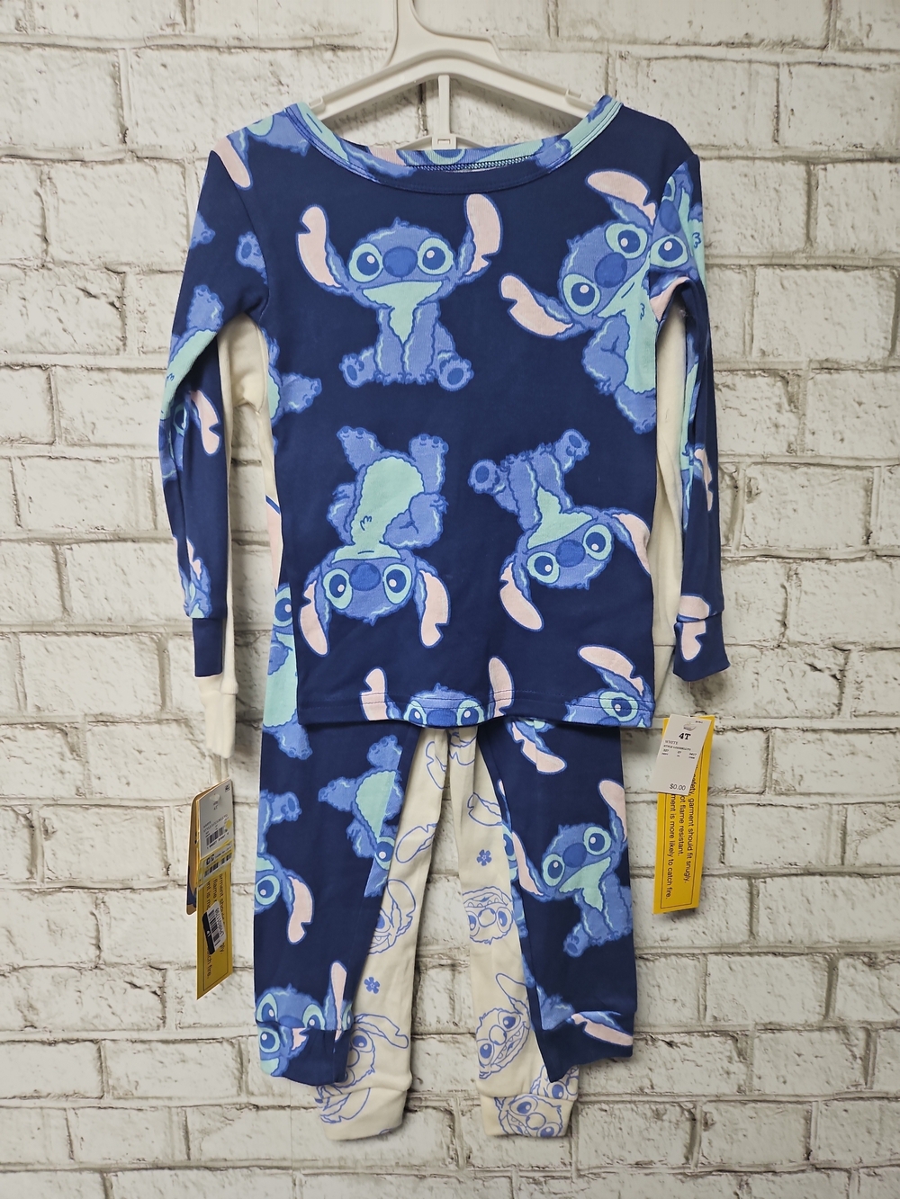 Disney Stitch 4 Piece Pajama Set Size 4T NWT Long Sleeve